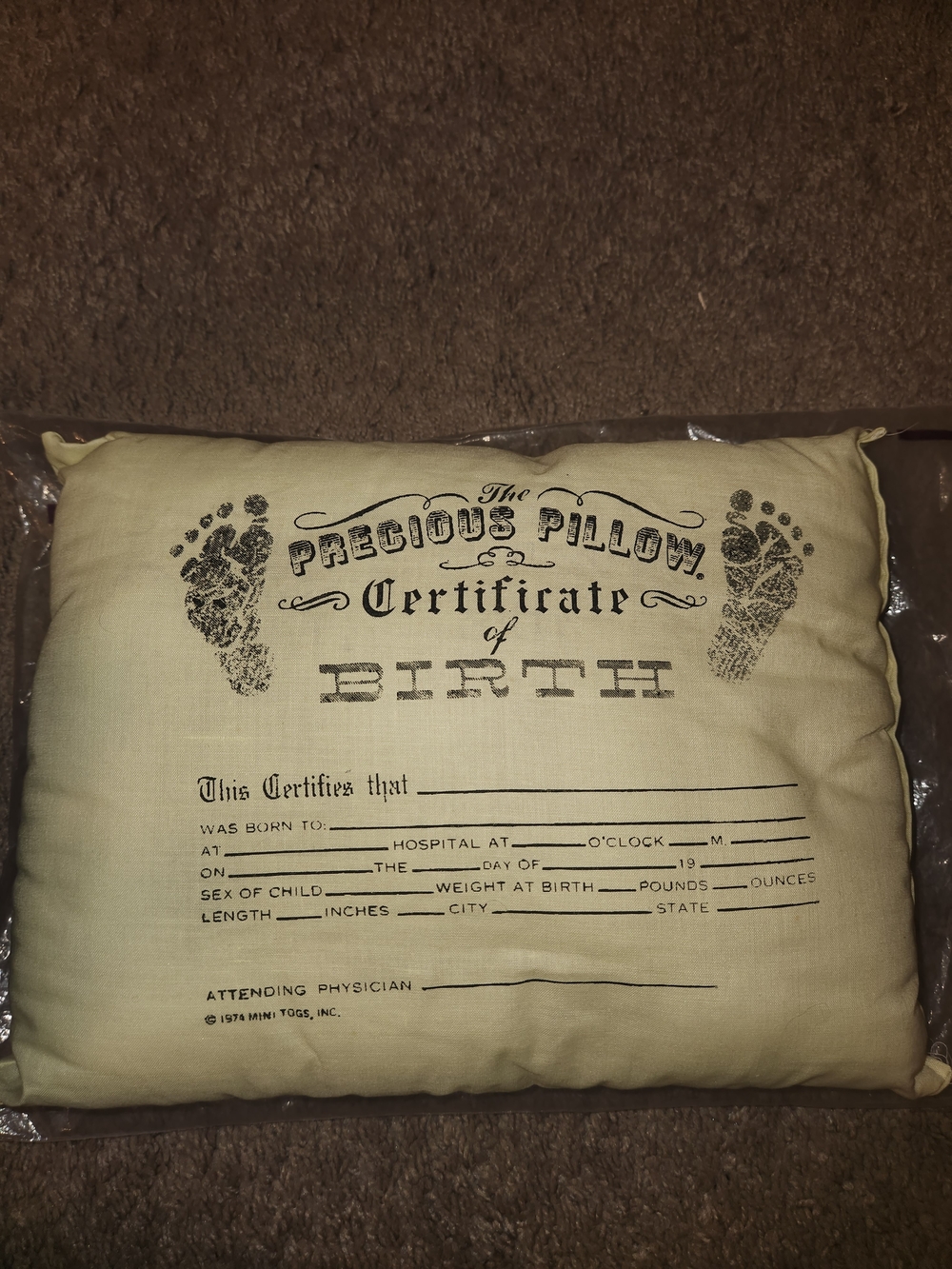 The Precious Pillow Certificate of Birth - Cream Keepsake Pillow